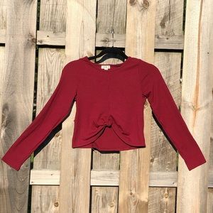 Burgundy long sleeve crop top